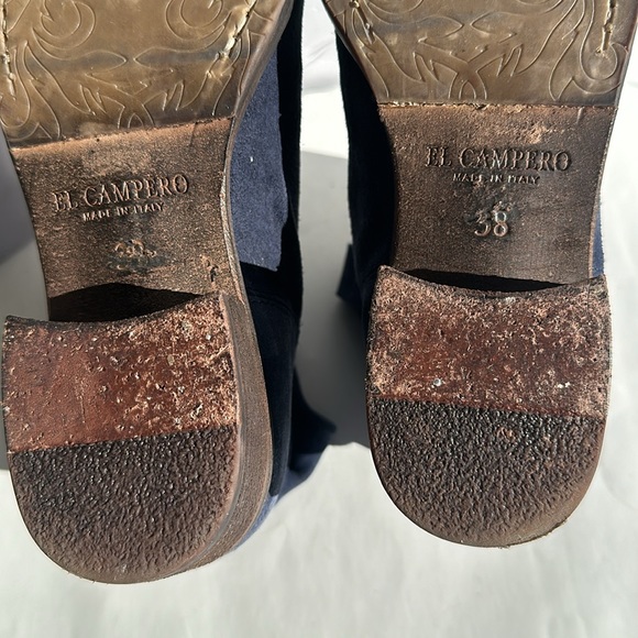 EL CAMPERO Suede Leather Ankle Boots in Navy Blue-Sz 38-US 8 - Picture 9 of 15